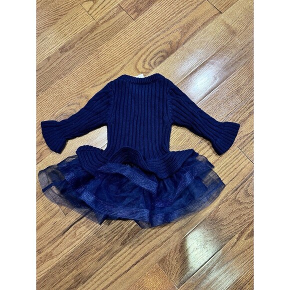 Bonnie Baby 12 Months Navy Blue Tulle Skirt Sweater Winter Dress - Picture 5 of 6